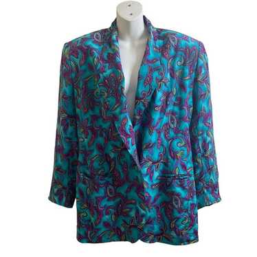 Vintage Casual Corner 100% Silk Blazer Paisley Pr… - image 1