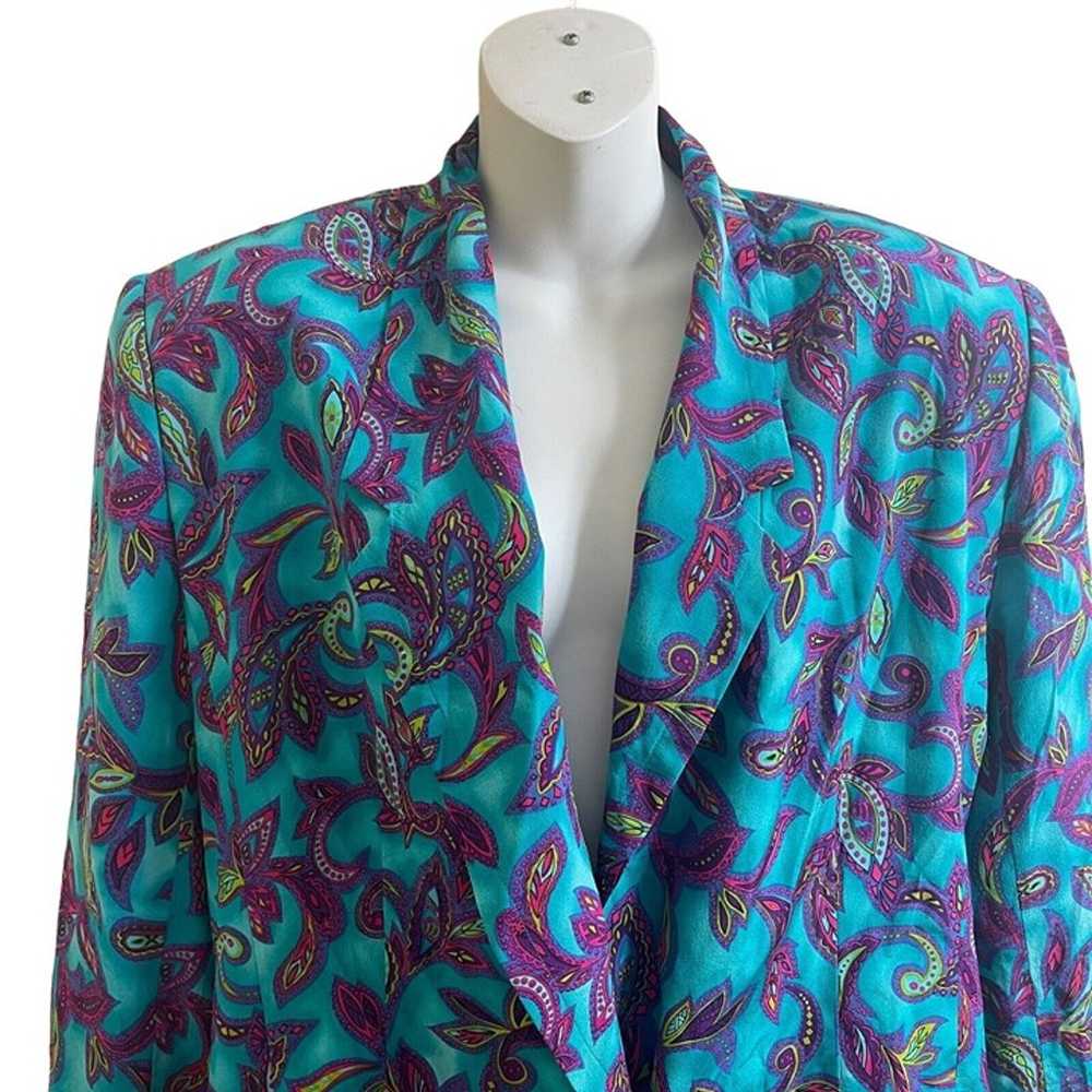 Vintage Casual Corner 100% Silk Blazer Paisley Pr… - image 3