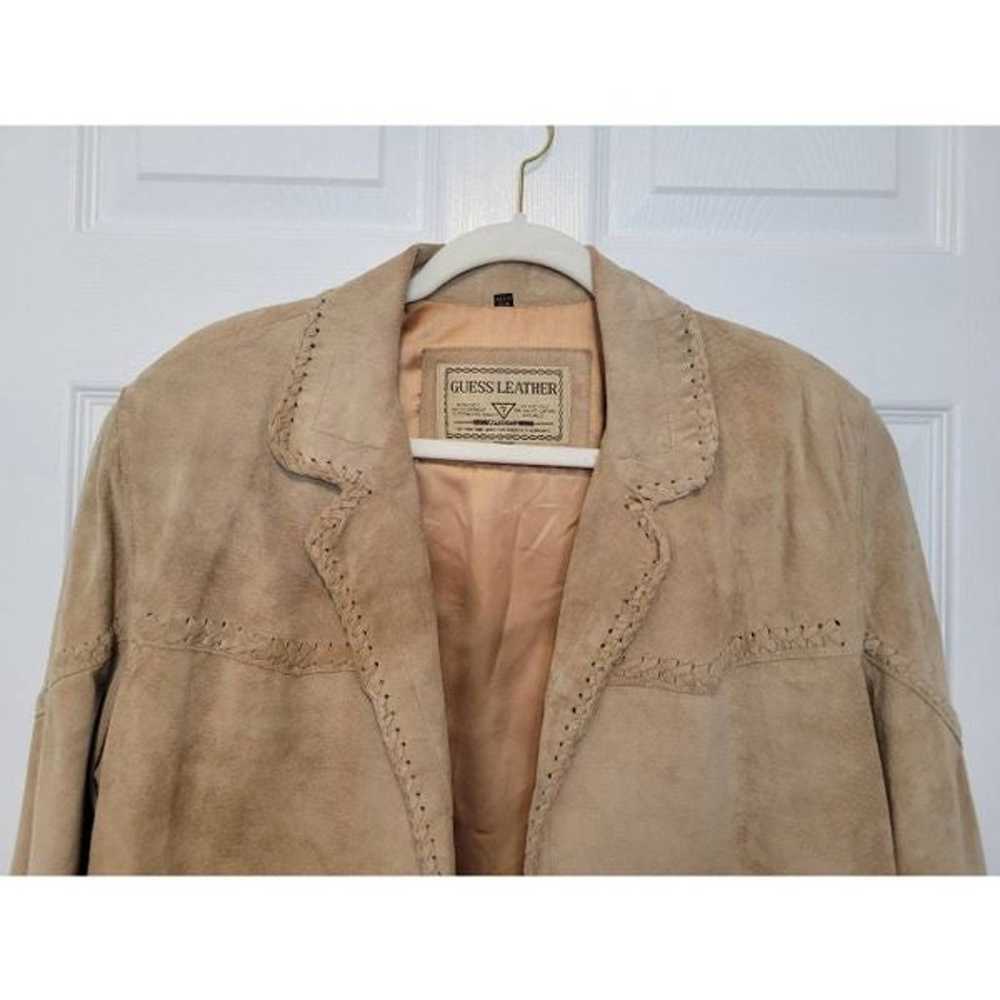 Vintage Guess Suede Leather Jacket Womens L Mens … - image 12