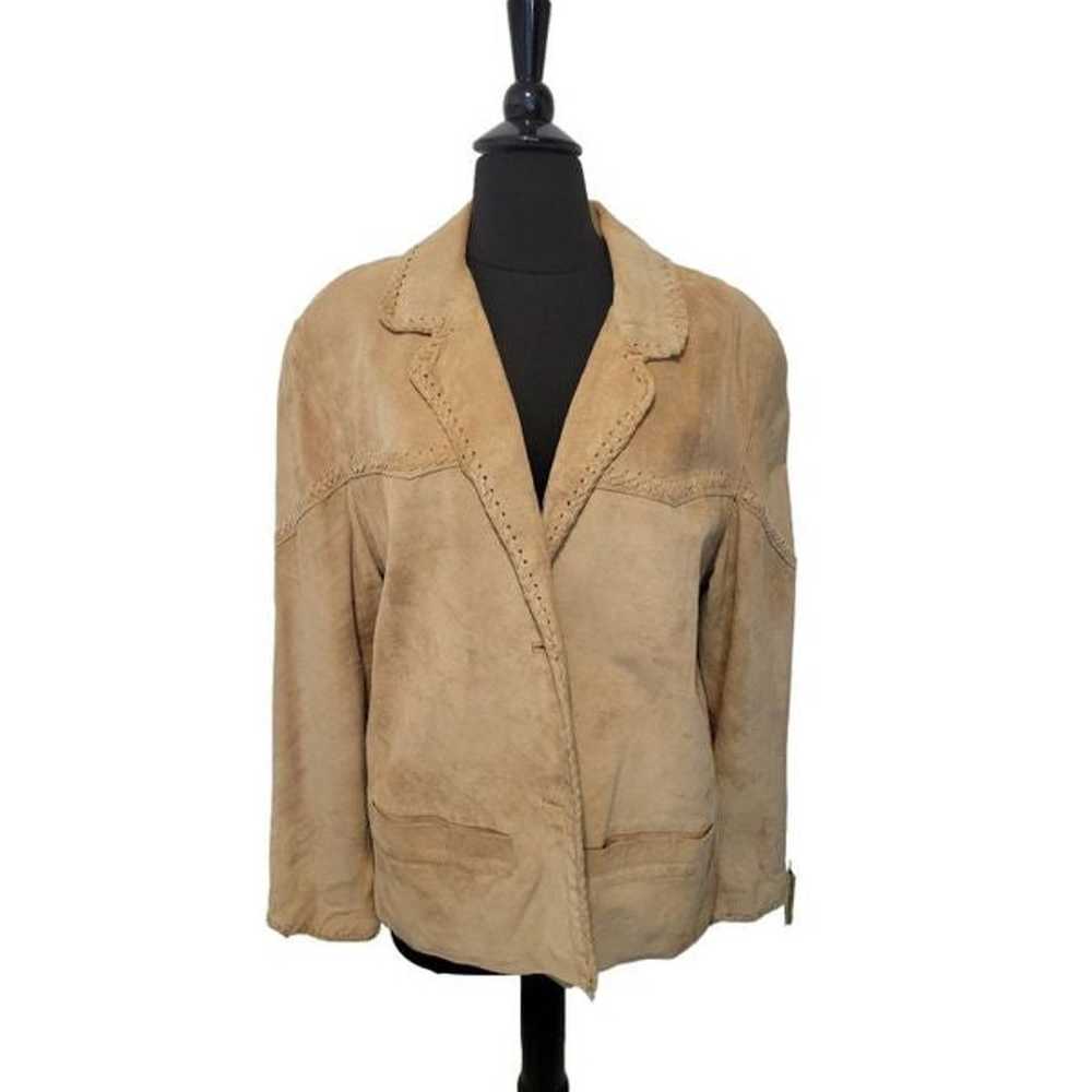 Vintage Guess Suede Leather Jacket Womens L Mens … - image 9