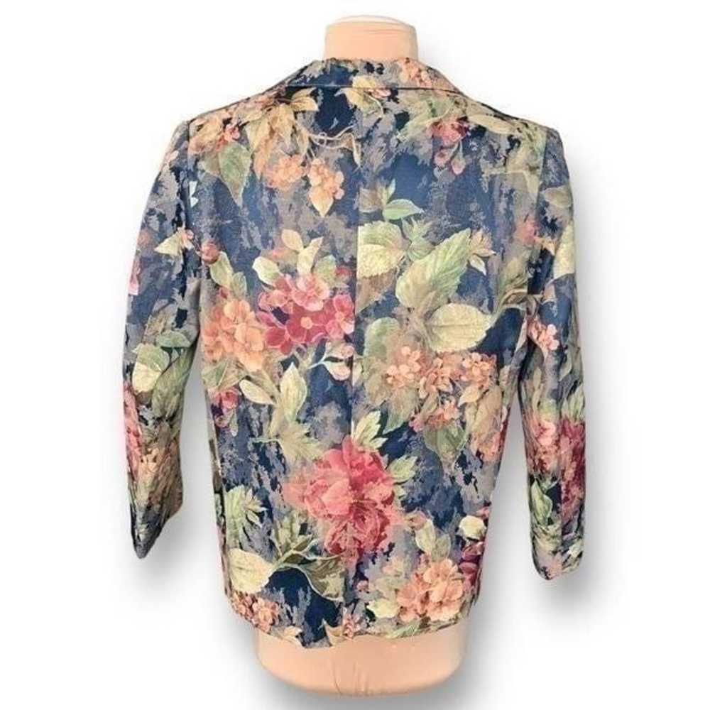 Vintage Blazer Jacket Navy Dark Floral Detail Box… - image 7