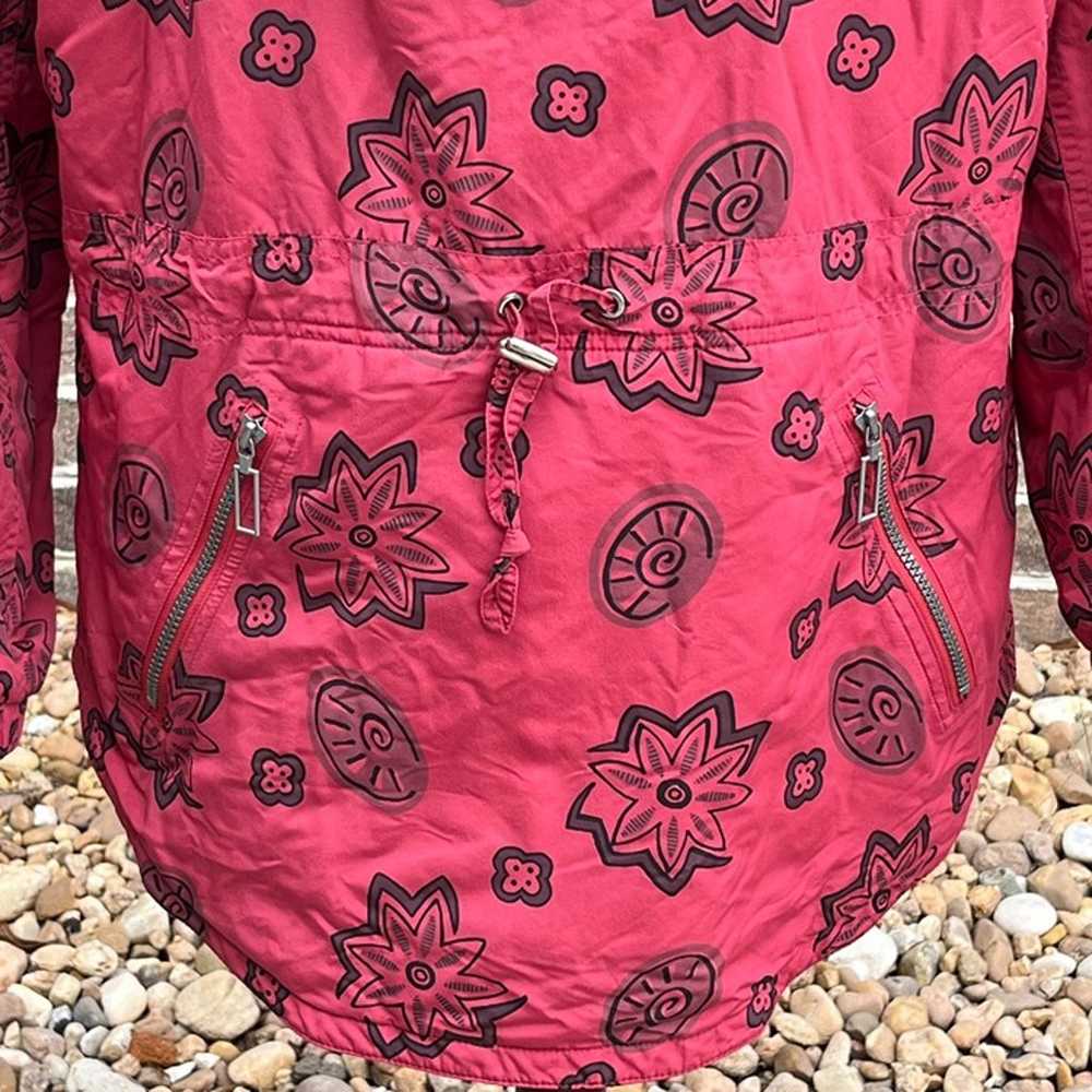 LL Bean Womens Vintage Red Floral Hooded Pullover… - image 3