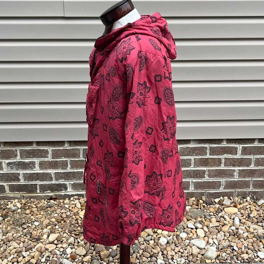 LL Bean Womens Vintage Red Floral Hooded Pullover… - image 4