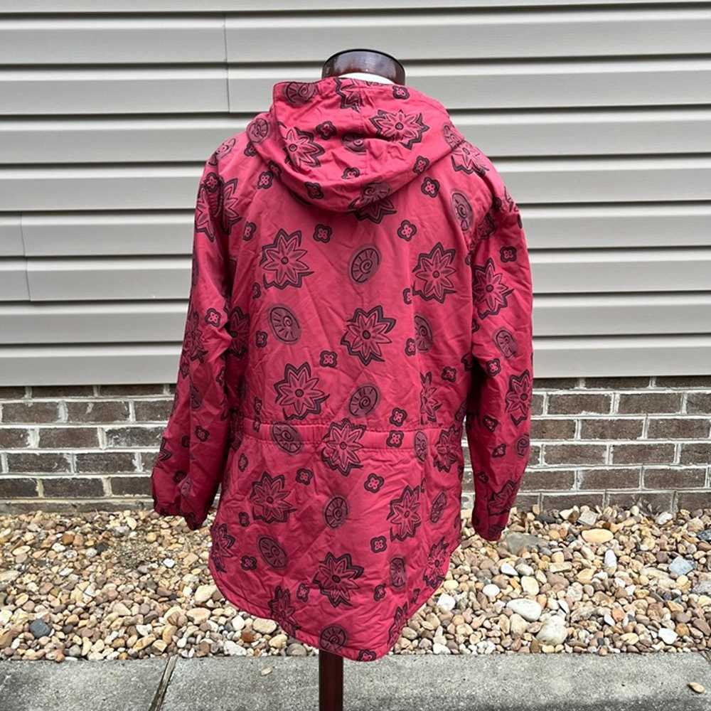 LL Bean Womens Vintage Red Floral Hooded Pullover… - image 5