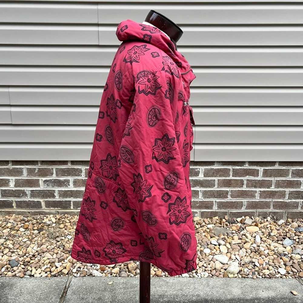 LL Bean Womens Vintage Red Floral Hooded Pullover… - image 7