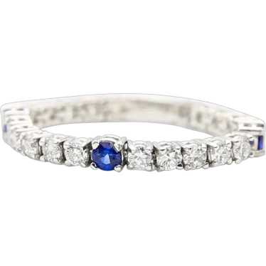 Soft wedding ring in gold, diamonds and sapphires - image 1