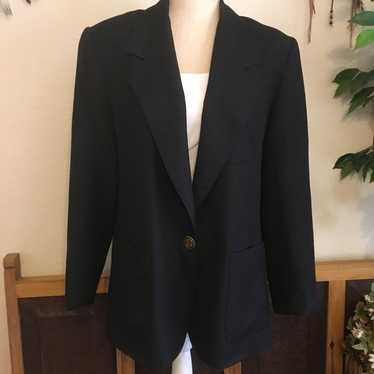 Vintage 80s EMO dark navy button front suit jacket