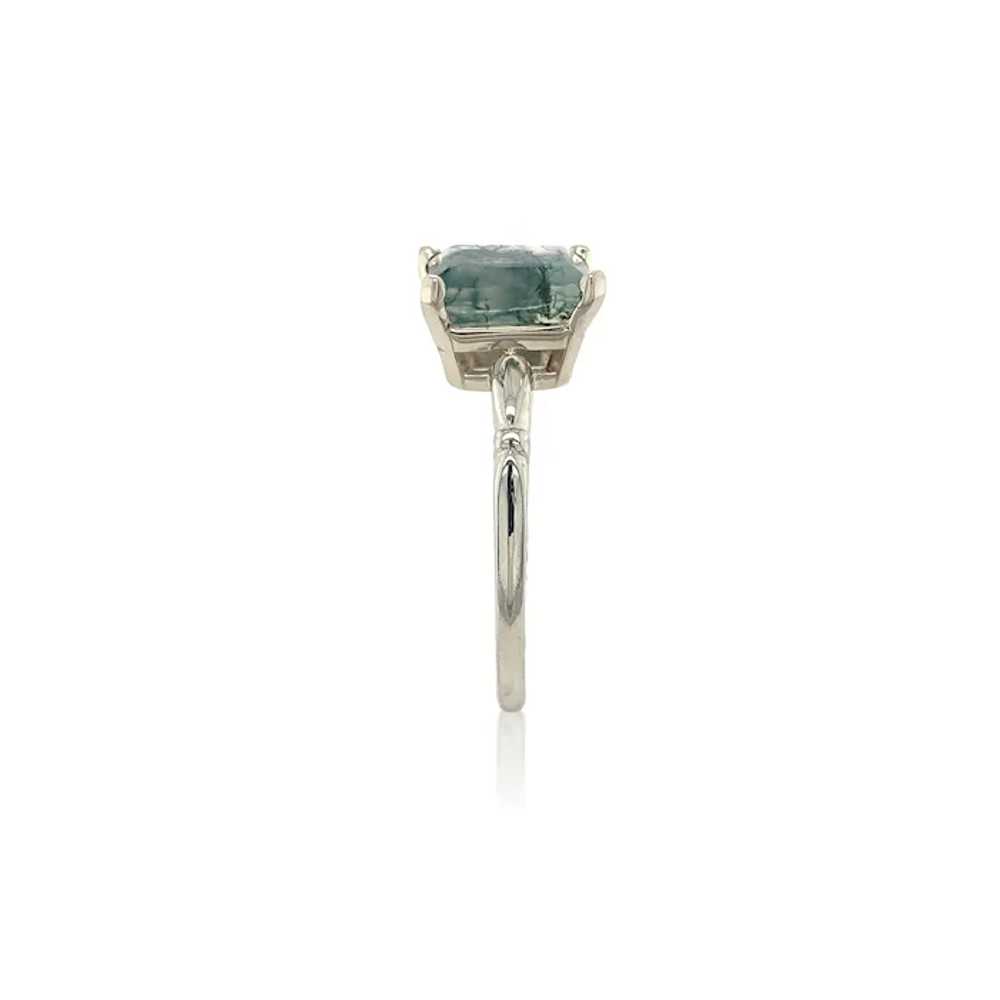 Vintage 14K White Gold Moss Agate Ring size 9.75 - image 4