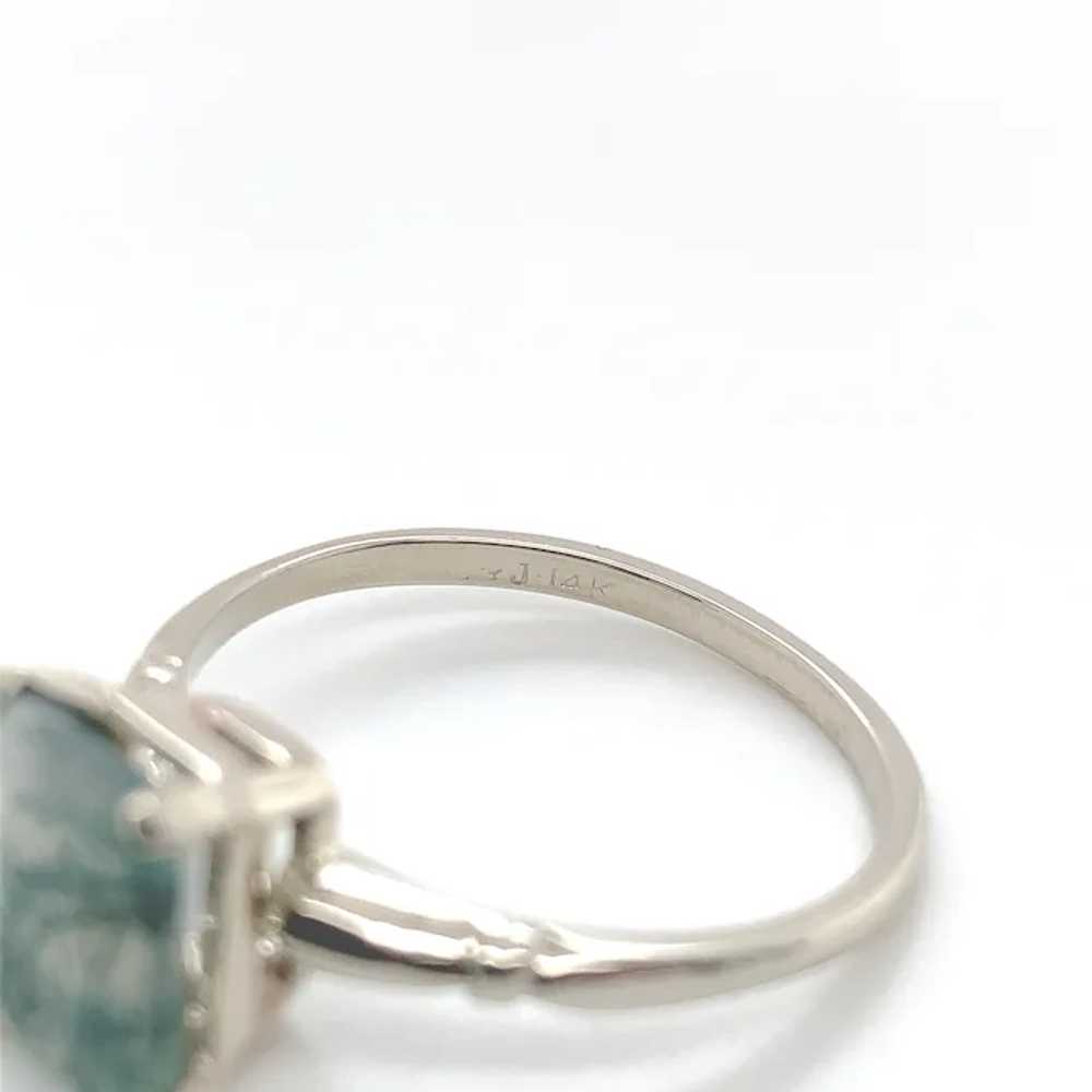 Vintage 14K White Gold Moss Agate Ring size 9.75 - image 8