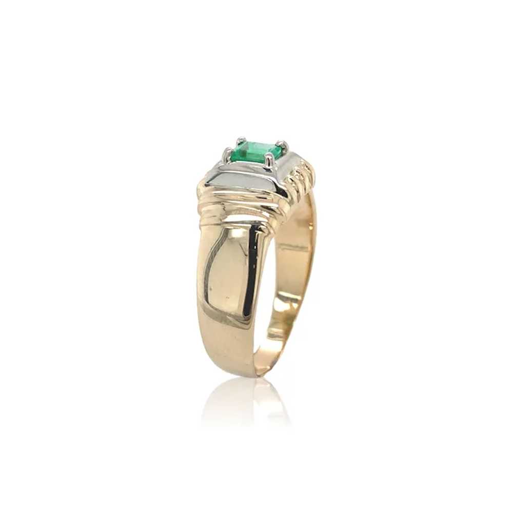 14K Yellow Gold Men's Ring with .46ct Emerald - image 3