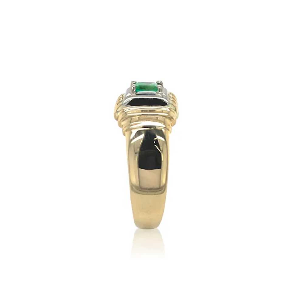 14K Yellow Gold Men's Ring with .46ct Emerald - image 4