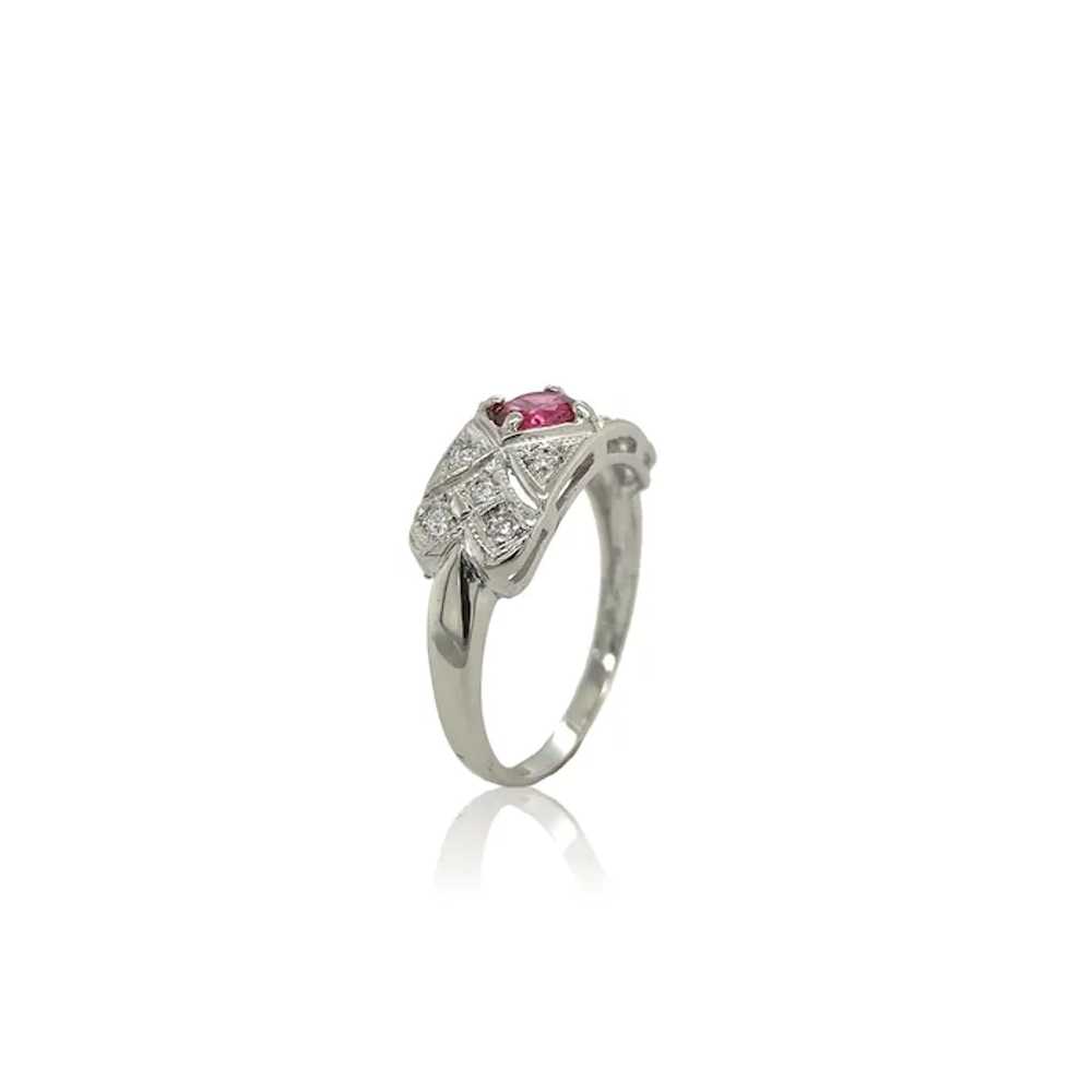 Vintage 14K White Gold .45ct Ruby and Diamond Ban… - image 3