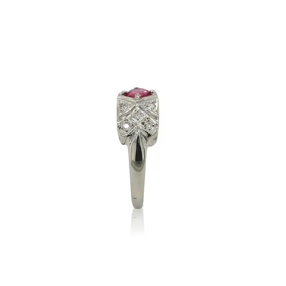 Vintage 14K White Gold .45ct Ruby and Diamond Ban… - image 4