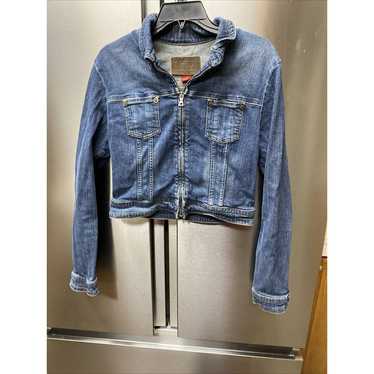 Guess Denim Blue Cropped Jacket Women Large Made i