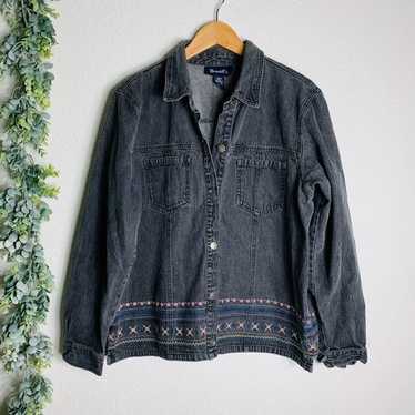 Denim & Co L embroidered Denim Jacket - image 1