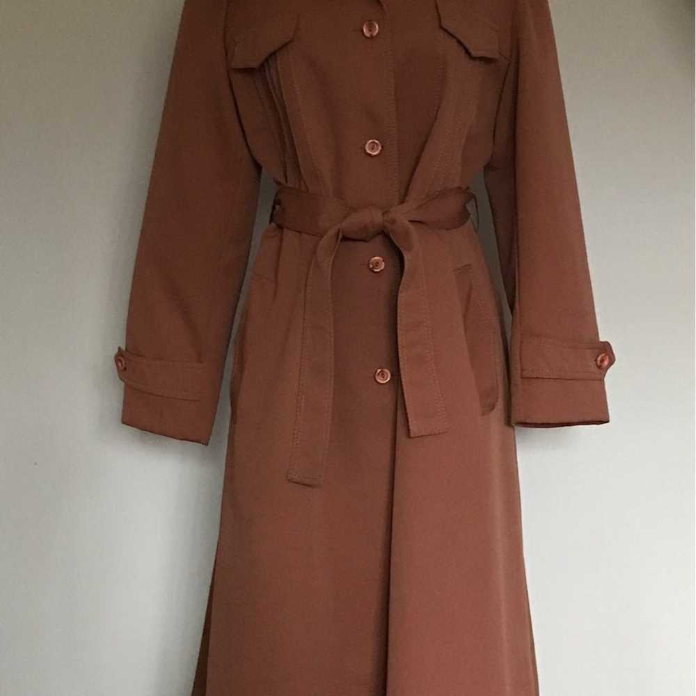 Vtg Fit Flare Swing Copper Trench Coat - image 2