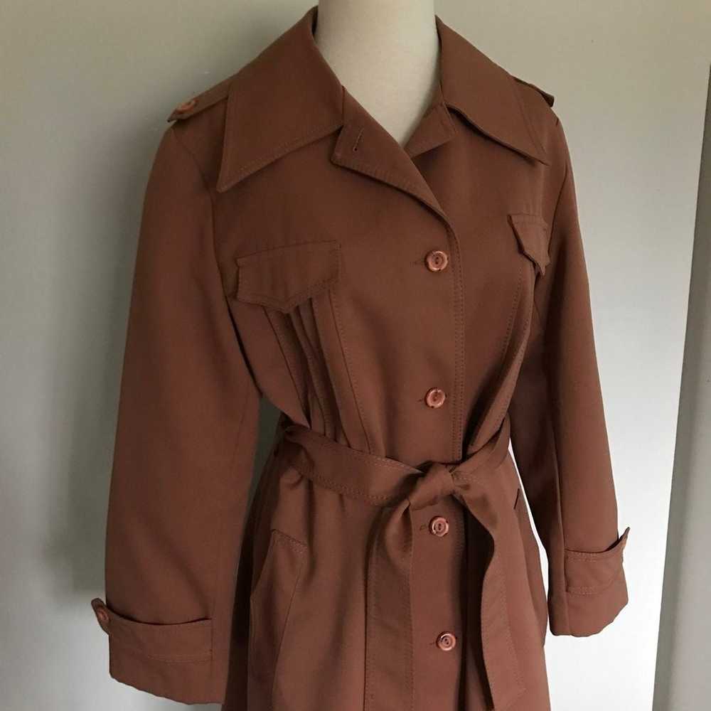 Vtg Fit Flare Swing Copper Trench Coat - image 3