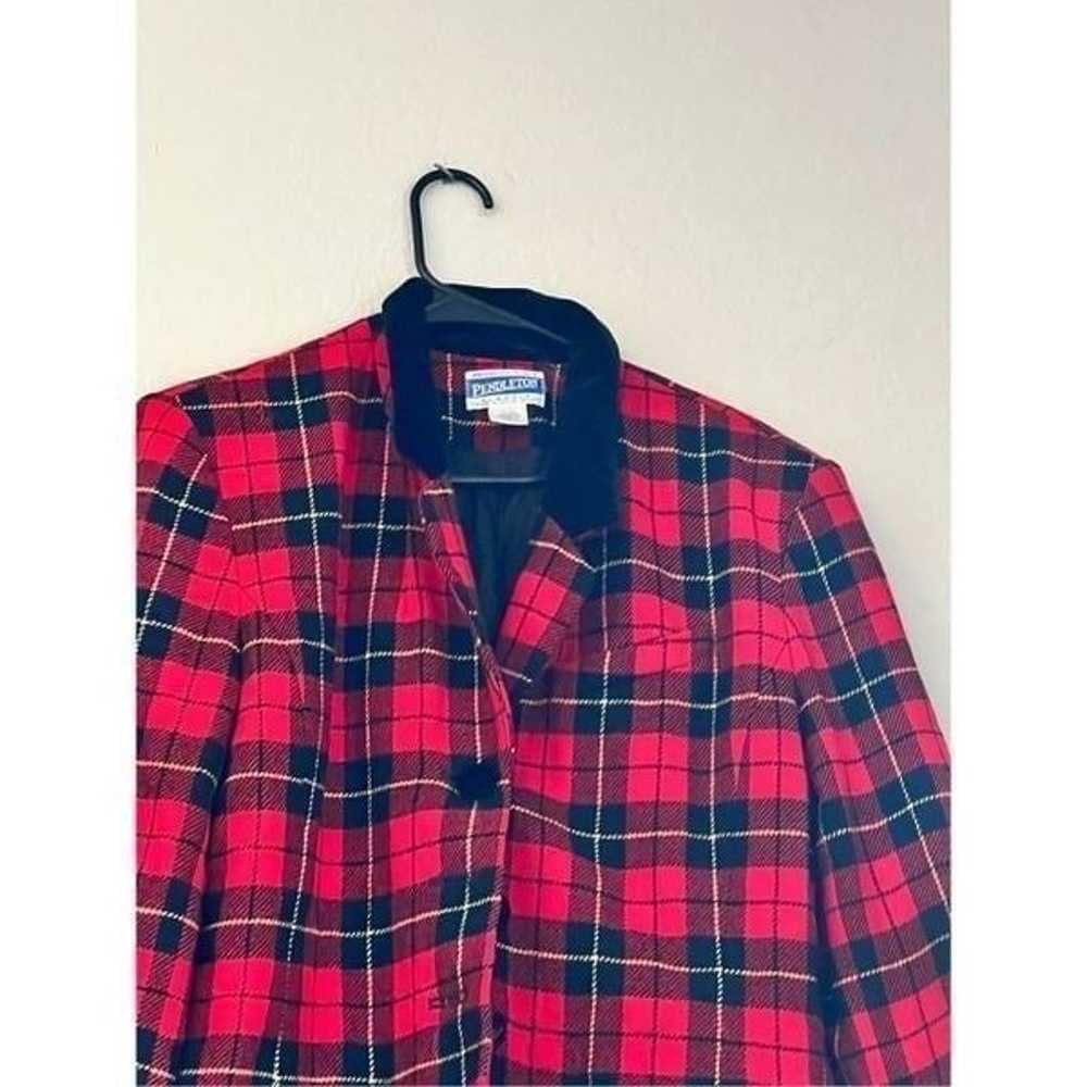 Vintage Pendleton Jacket plaid  Red wool blazer 12 - image 3