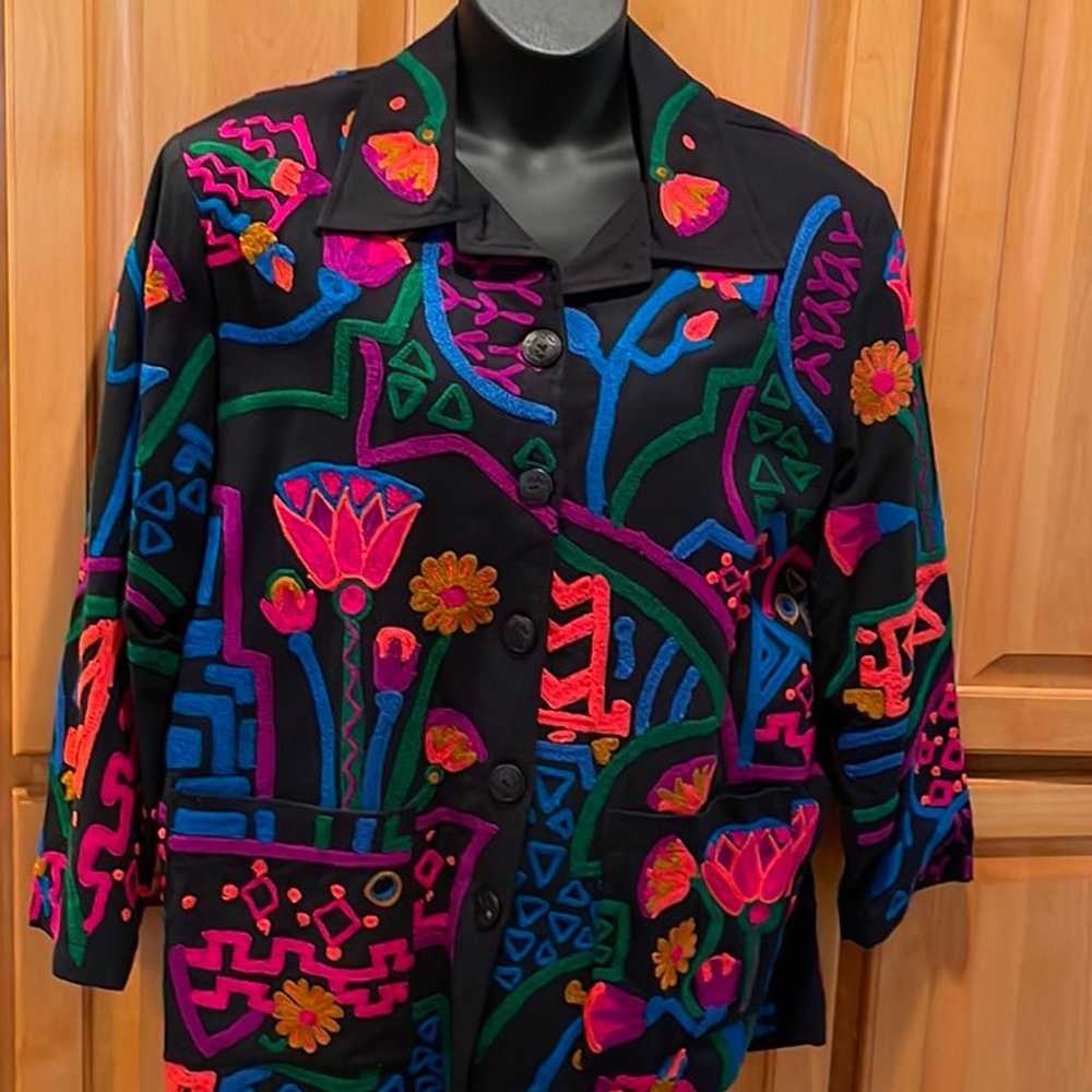 Vintage JA Resorts Black Floral Embroidered Jacket - image 1