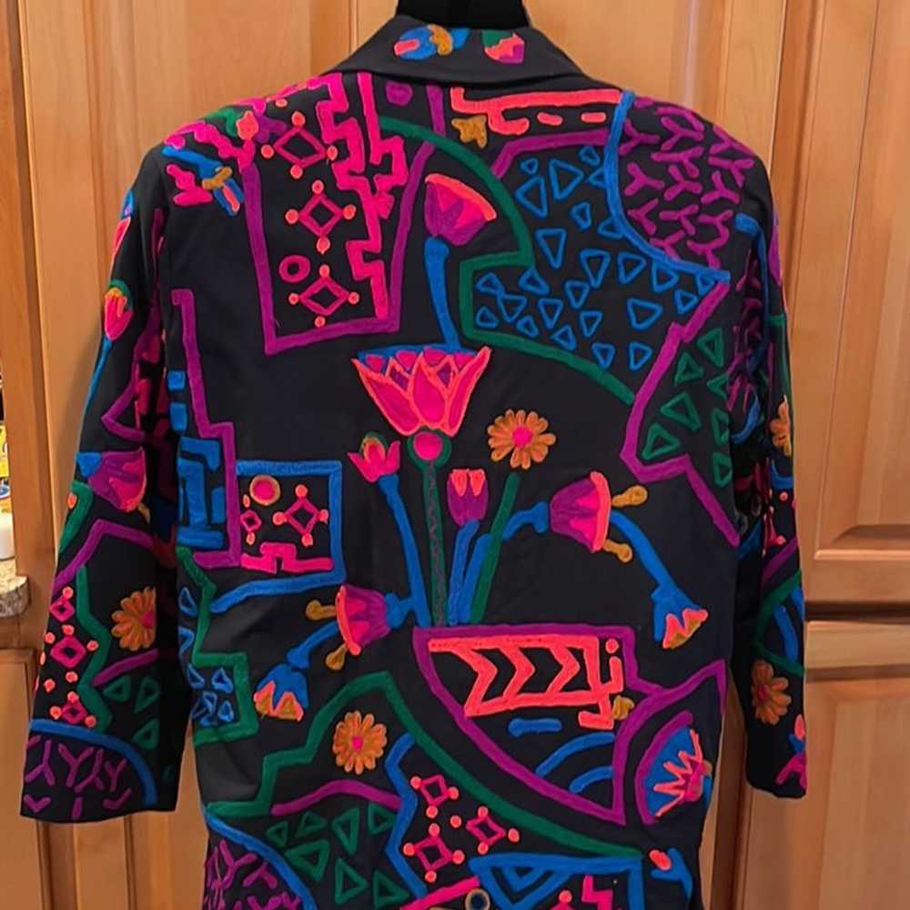 Vintage JA Resorts Black Floral Embroidered Jacket - image 3