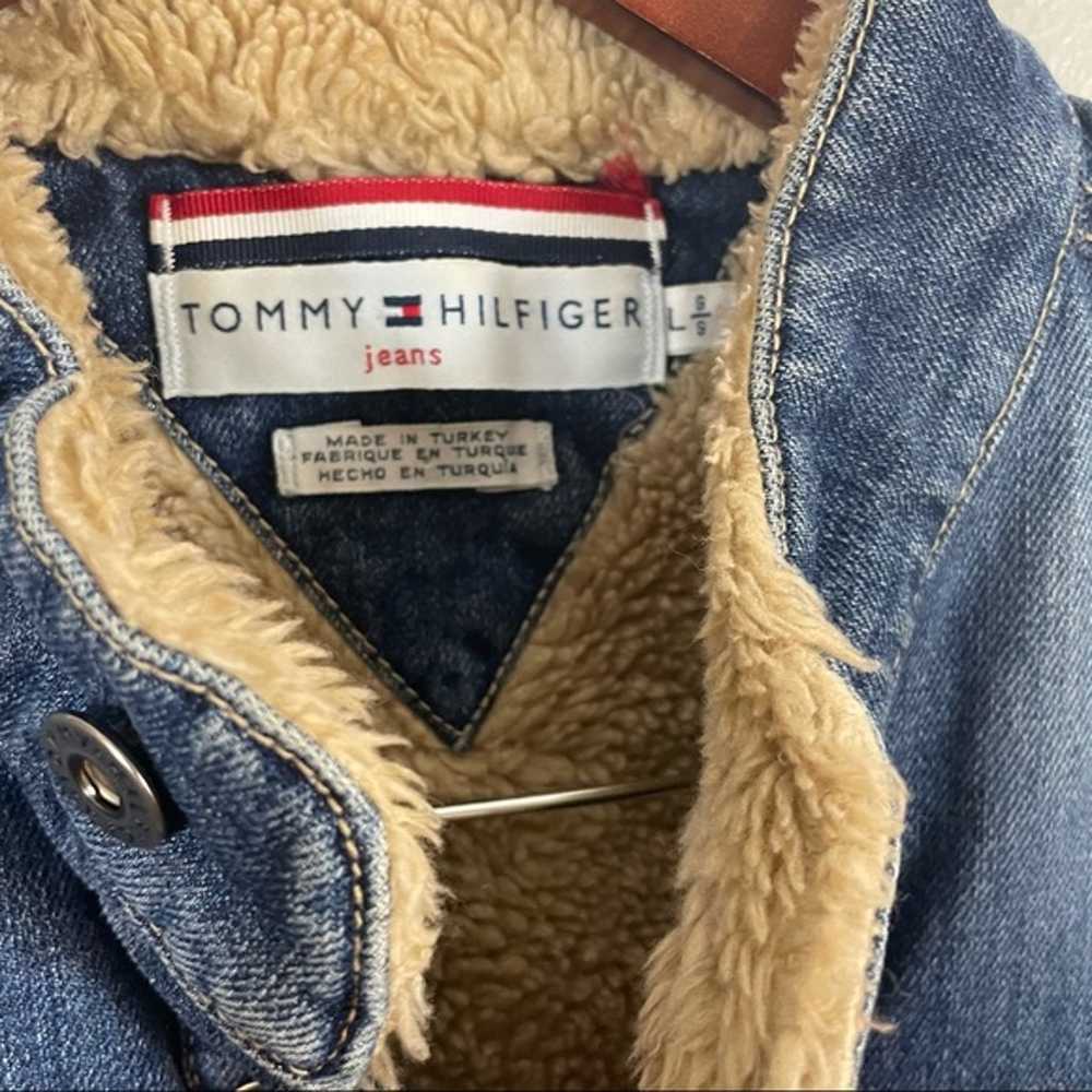 TOMMY HILFIGER Vintage Denim Vest Fur Lined Large - image 4