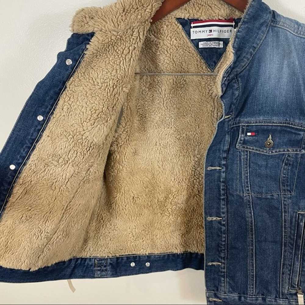 TOMMY HILFIGER Vintage Denim Vest Fur Lined Large - image 5