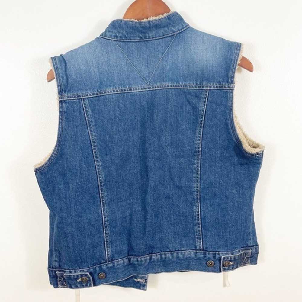 TOMMY HILFIGER Vintage Denim Vest Fur Lined Large - image 8