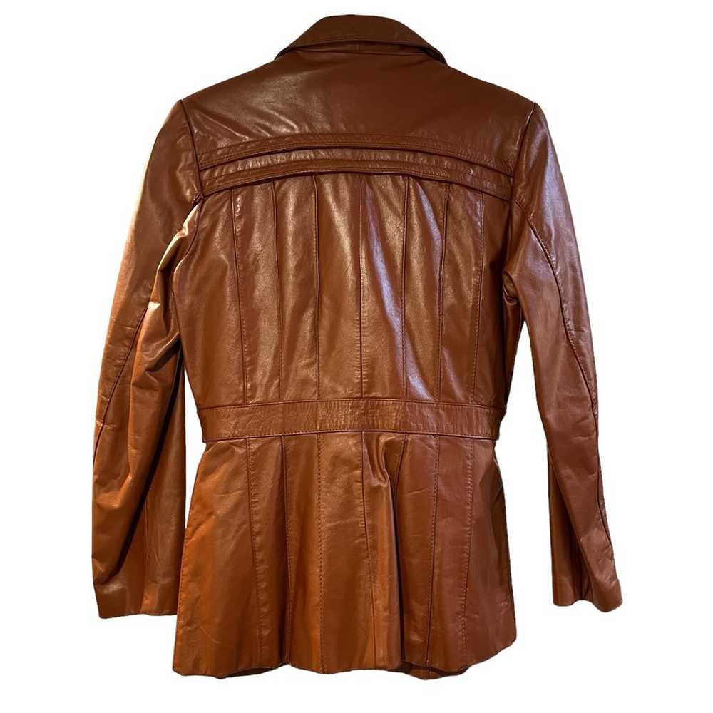 Vintage Wilsons Leather Jacket Women 12 Brown Tie… - image 2