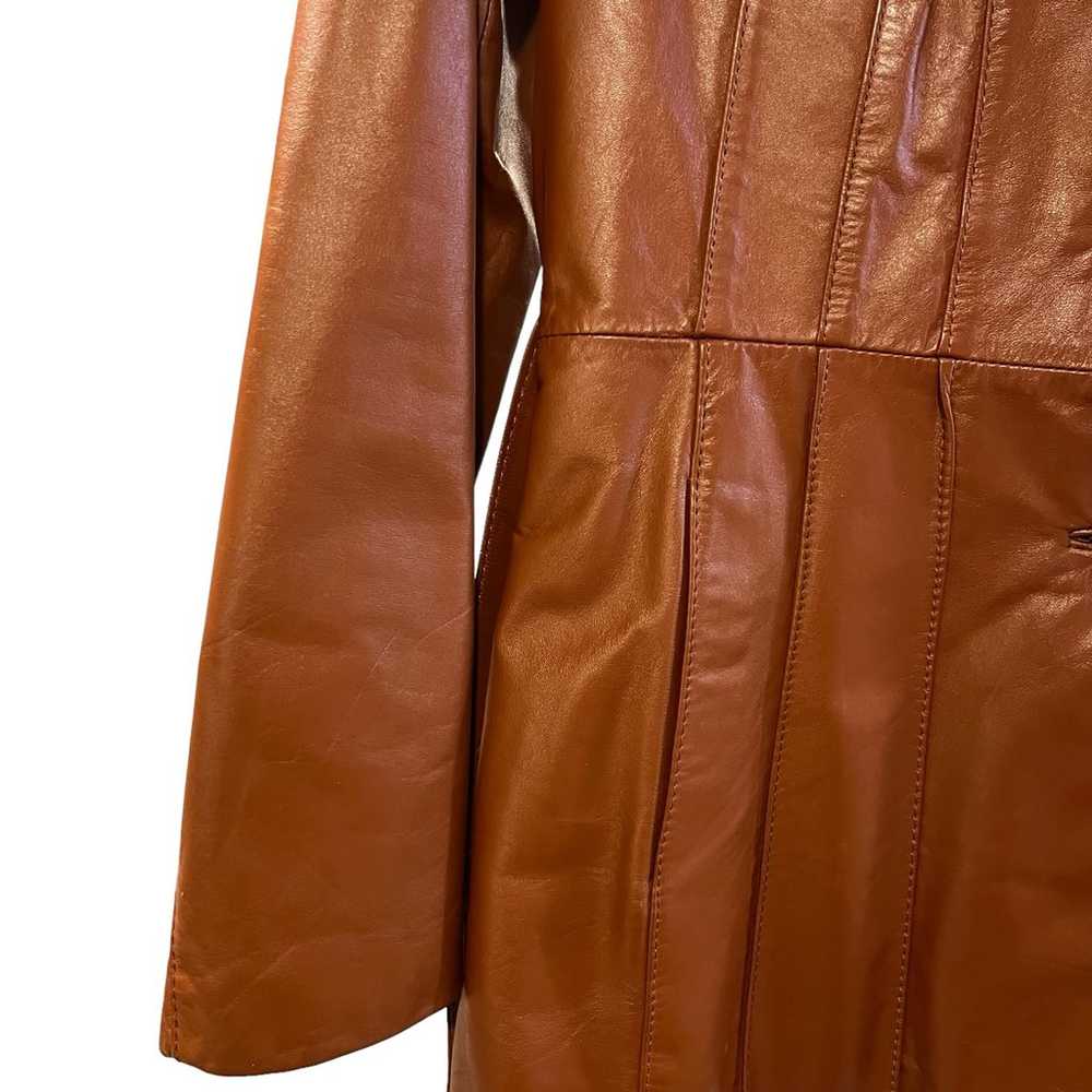 Vintage Wilsons Leather Jacket Women 12 Brown Tie… - image 5