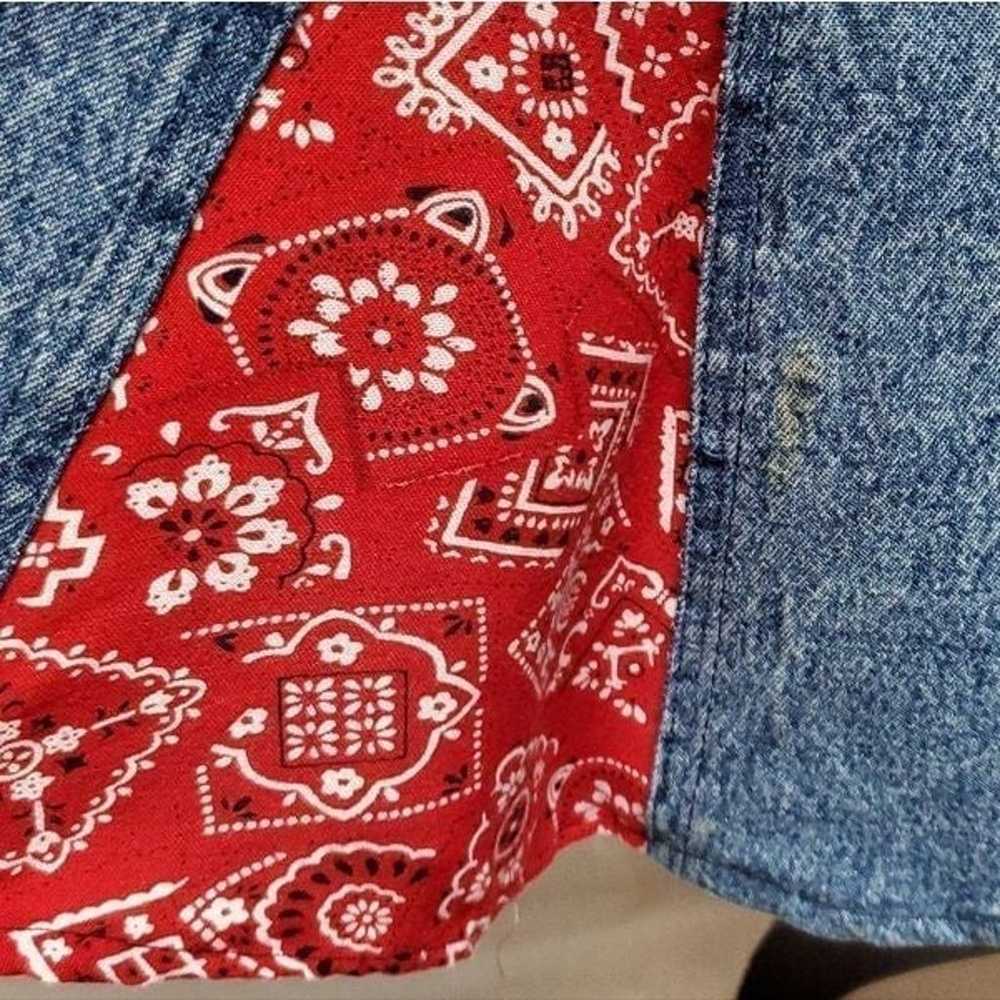 Vintage OOAK Mirasol Stone Wash Denim Red Bandana… - image 11