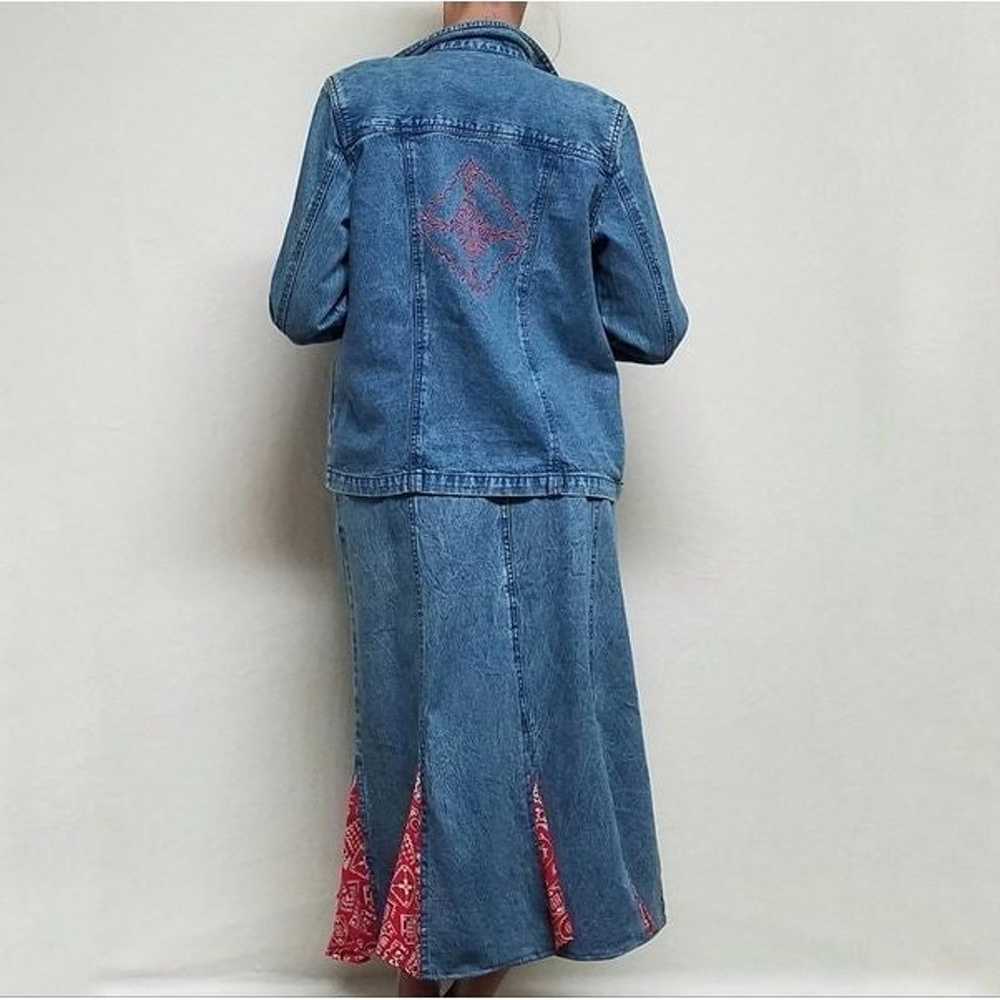 Vintage OOAK Mirasol Stone Wash Denim Red Bandana… - image 3