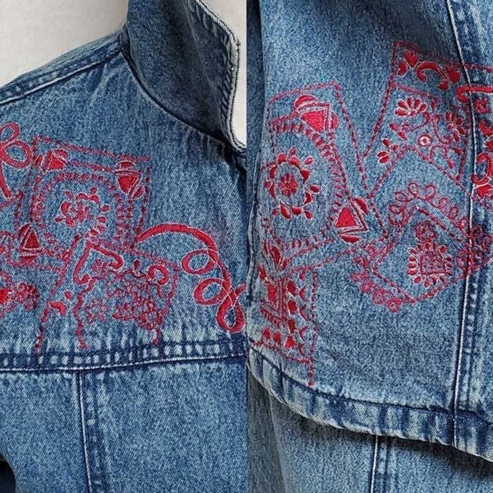 Vintage OOAK Mirasol Stone Wash Denim Red Bandana… - image 5