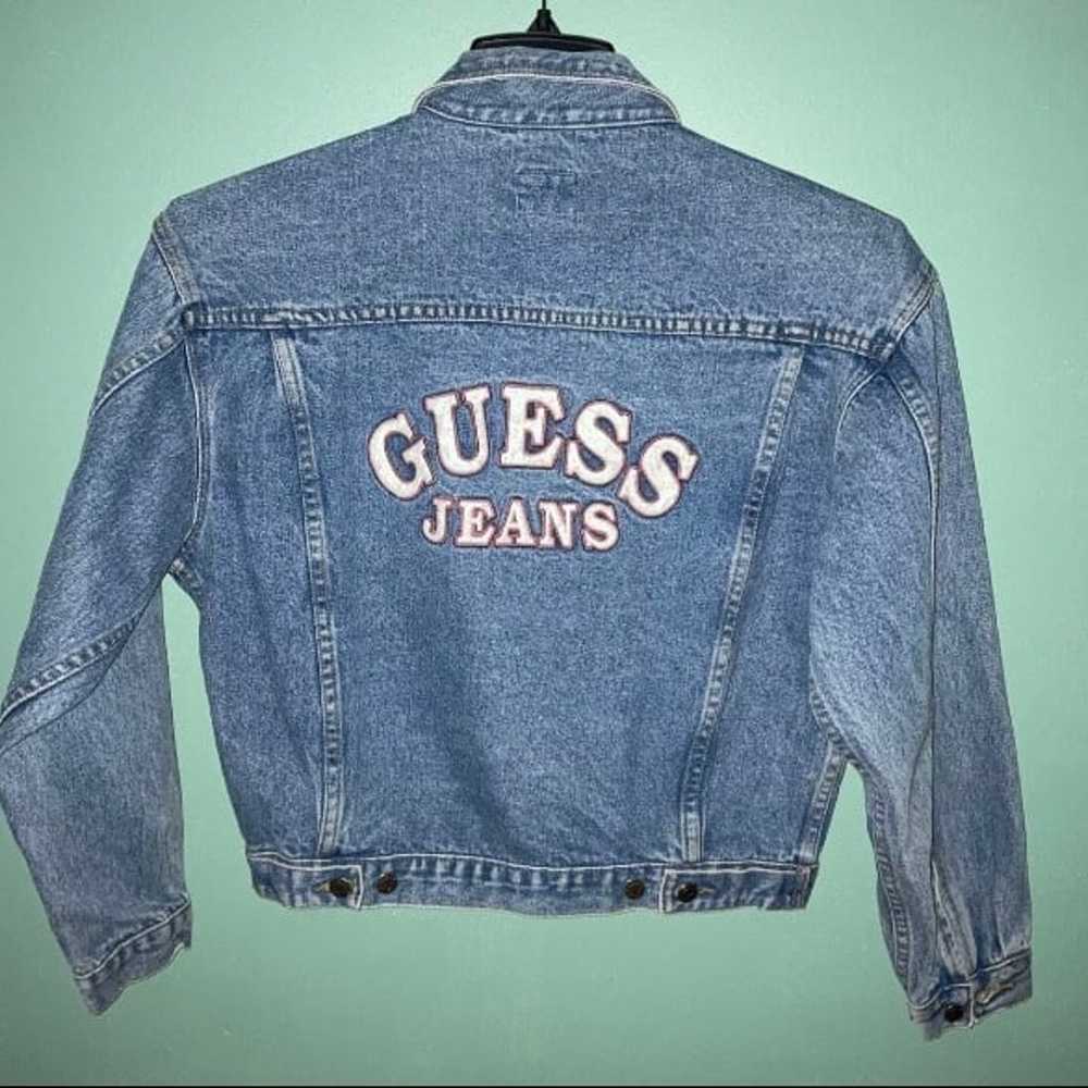 Vintage 90s Y2K Guess Jeans Denim Trucker Cropped… - image 1