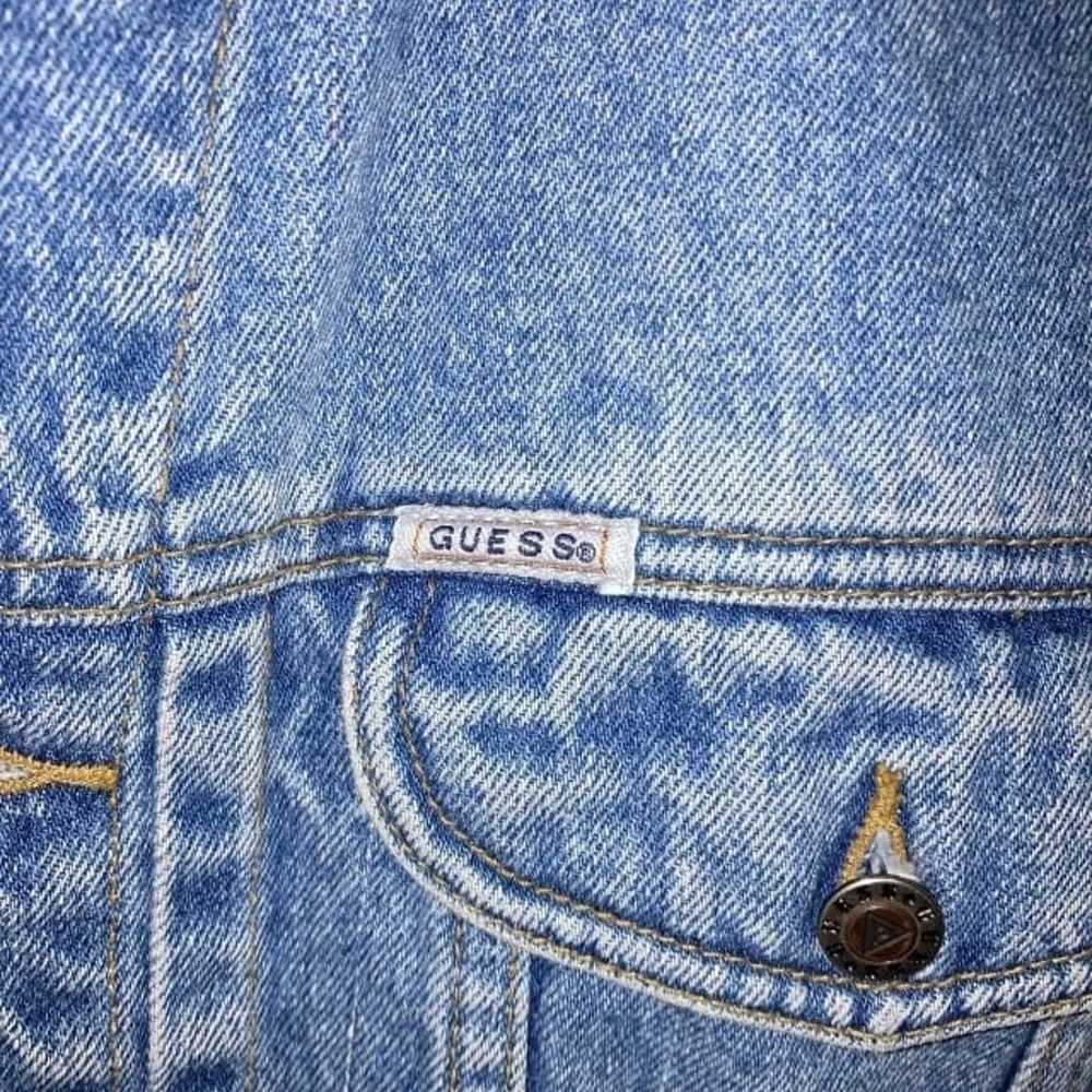 Vintage 90s Y2K Guess Jeans Denim Trucker Cropped… - image 6