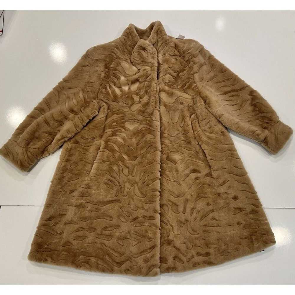 Vintage Faux Fur Coat Jacobsons Beige Made In US … - image 1