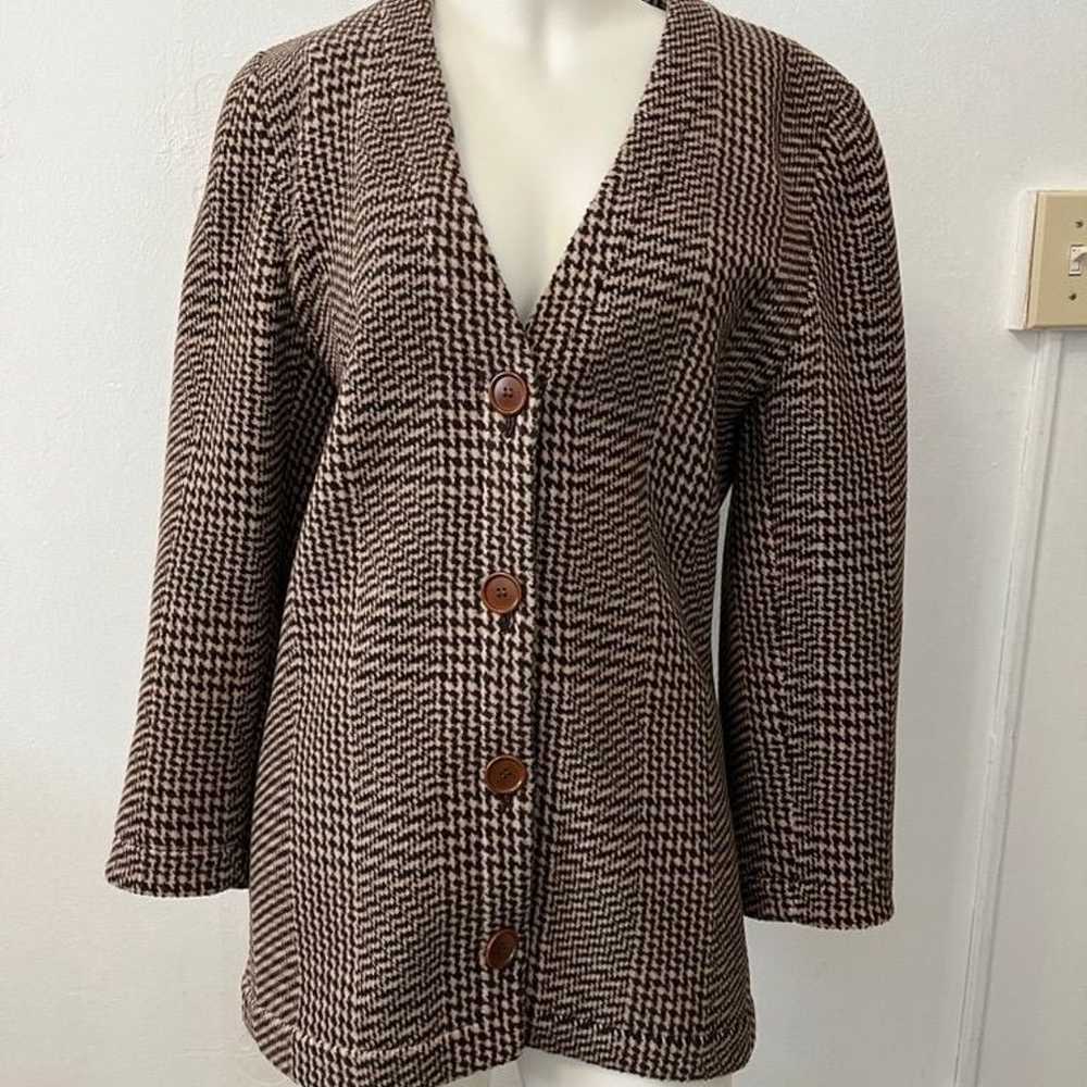 Vintage Giorgio Armani Brown Houndstooth check Wo… - image 1