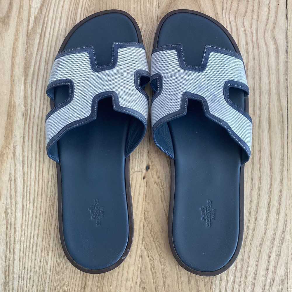 Hermes Hermes Izmir Mens Sandals Shoes Grey Canva… - image 3