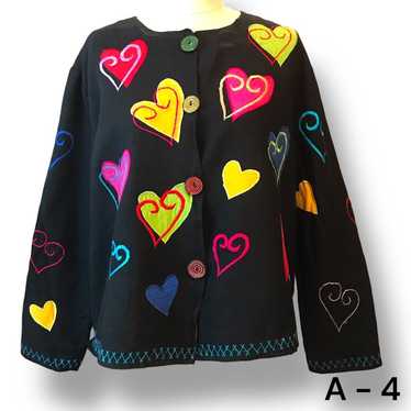 Vtg Allure Heart Jacket Black Valentines Day Love… - image 1