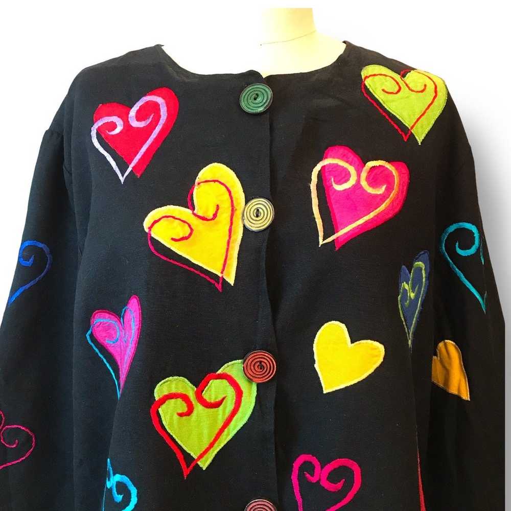 Vtg Allure Heart Jacket Black Valentines Day Love… - image 2