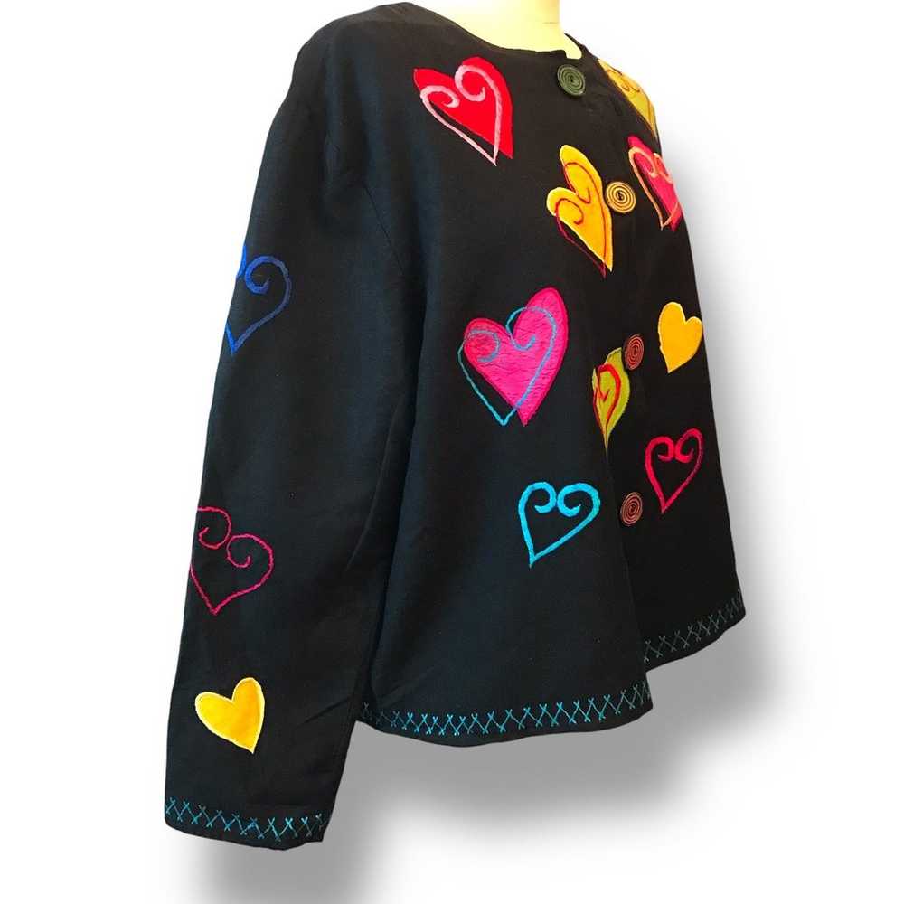 Vtg Allure Heart Jacket Black Valentines Day Love… - image 3