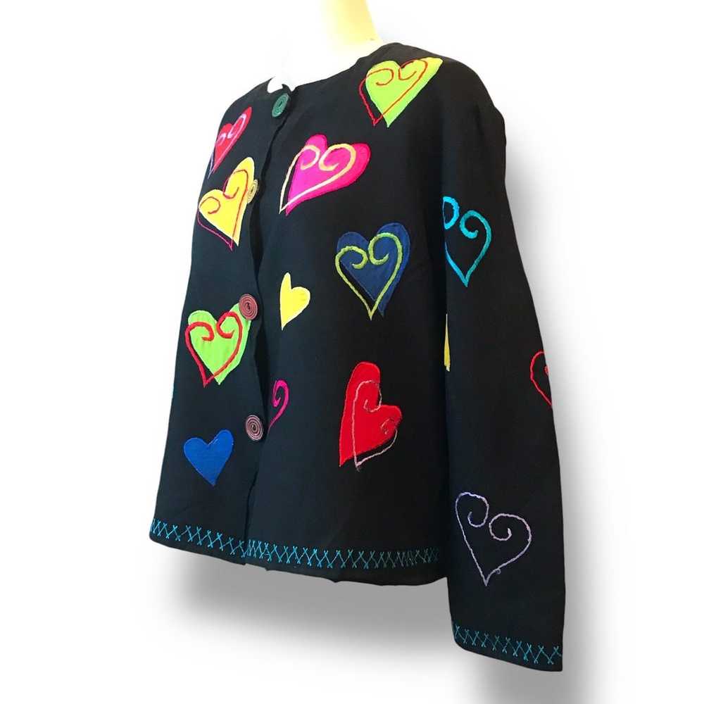 Vtg Allure Heart Jacket Black Valentines Day Love… - image 6