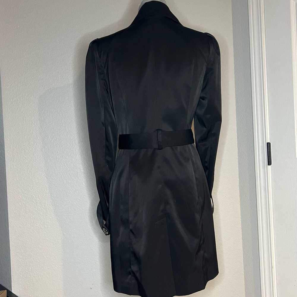 Bebe Bebe Satin Trench Coat Lined Black Small S R… - image 2