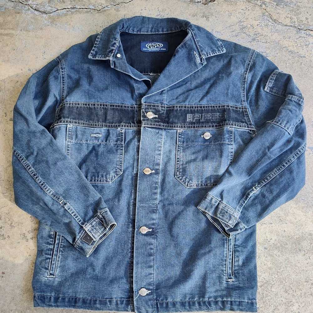 Vintage Y2K Lee Pipes Jean Jacket Womens XL Blue … - image 3