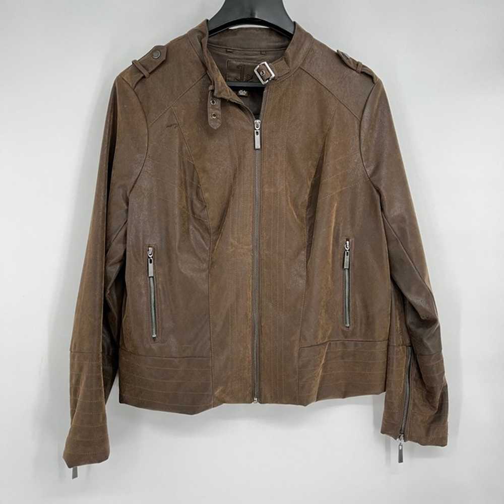 J2 Vegan Chocolate Brown Brushed  Leather Moto Ja… - image 1