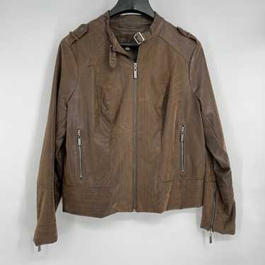 J2 Vegan Chocolate Brown Brushed  Leather Moto Ja… - image 1