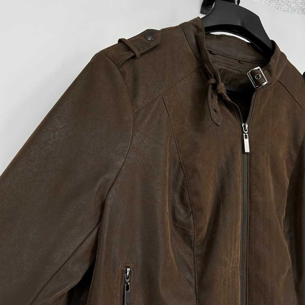 J2 Vegan Chocolate Brown Brushed  Leather Moto Ja… - image 2