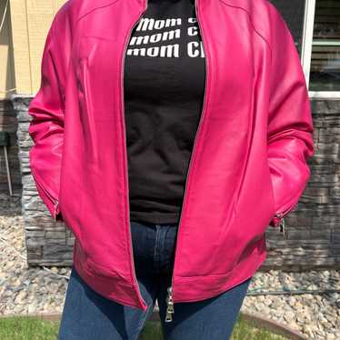 Vintage JL Studio Hot Pink Leather Jacket (Size 1… - image 1