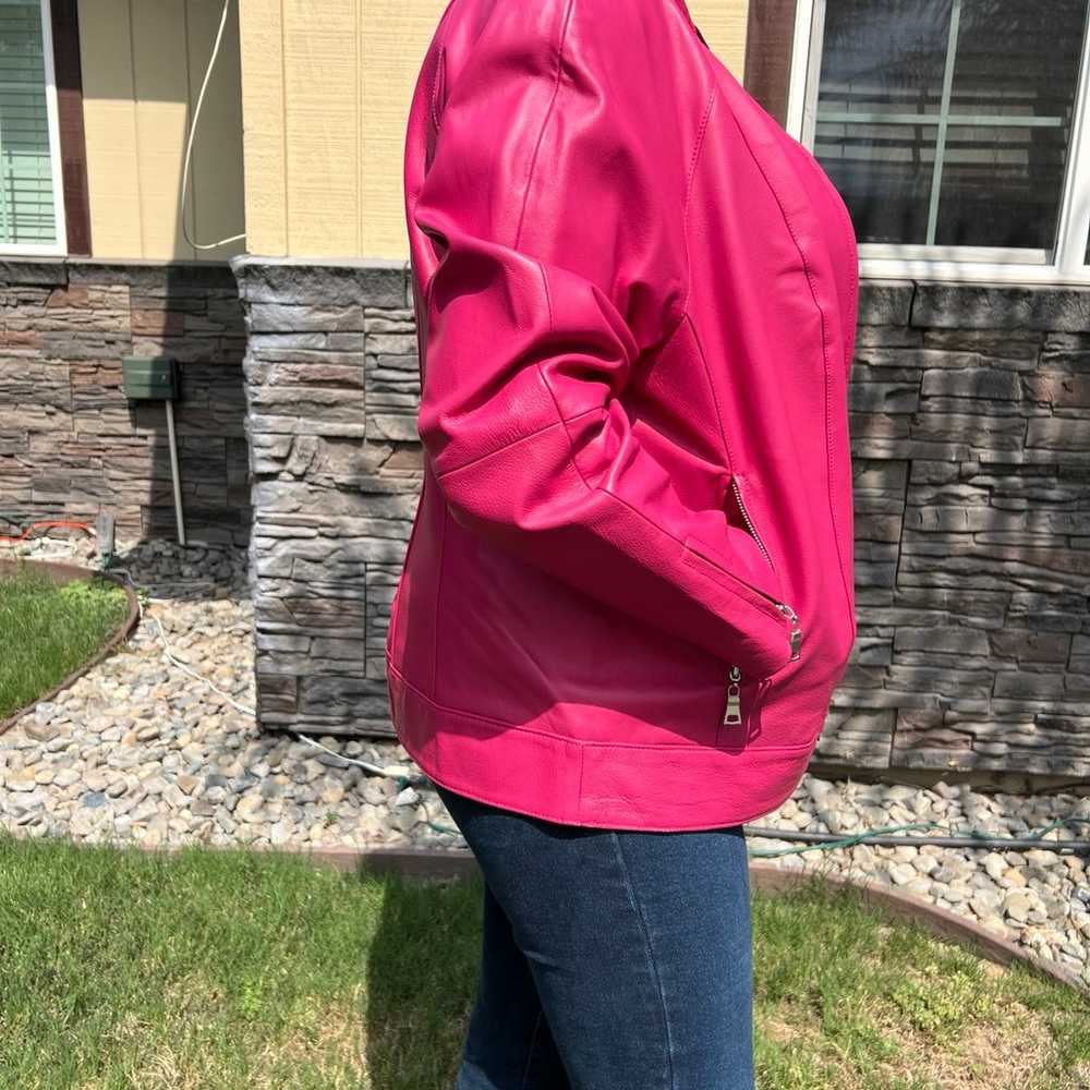 Vintage JL Studio Hot Pink Leather Jacket (Size 1… - image 2