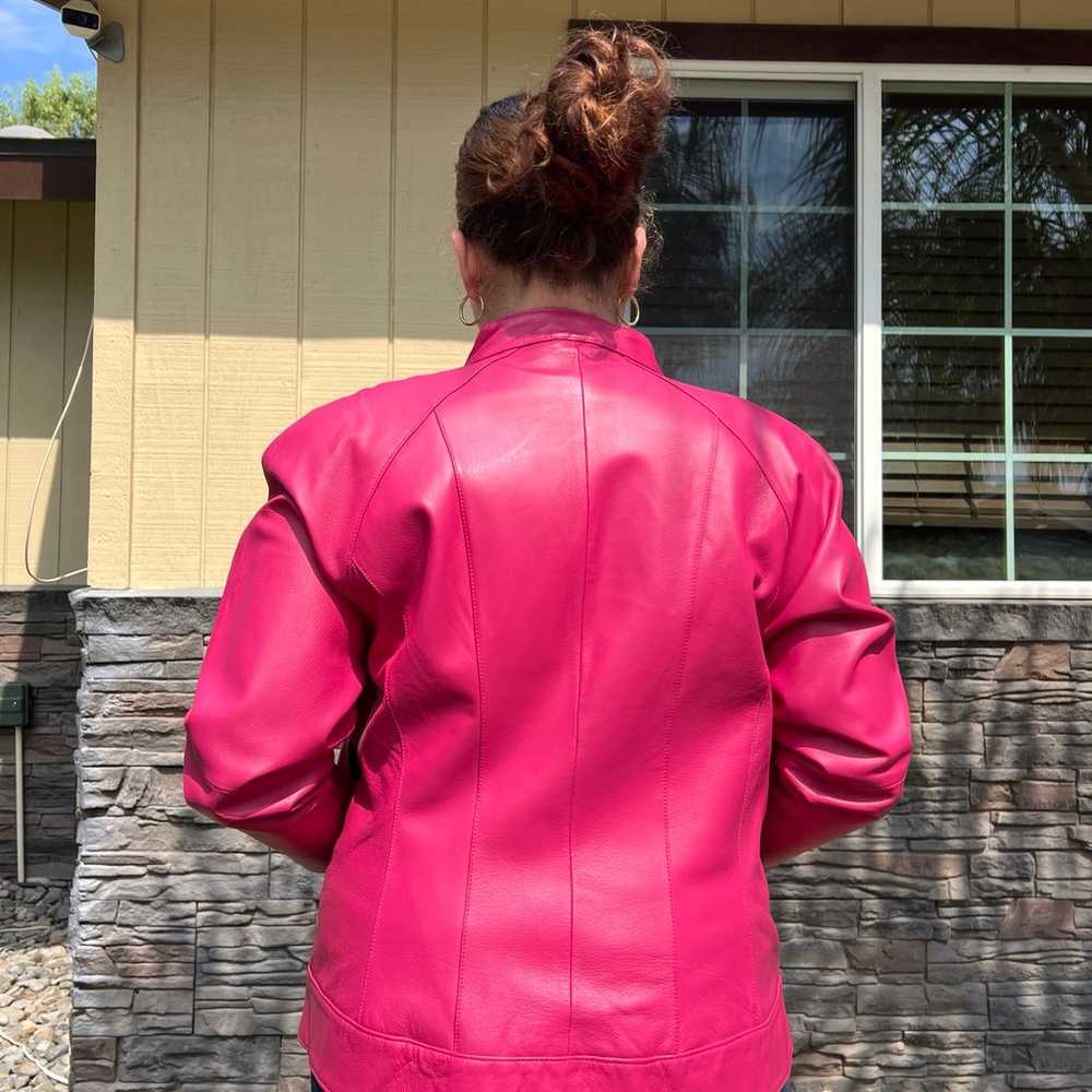 Vintage JL Studio Hot Pink Leather Jacket (Size 1… - image 3