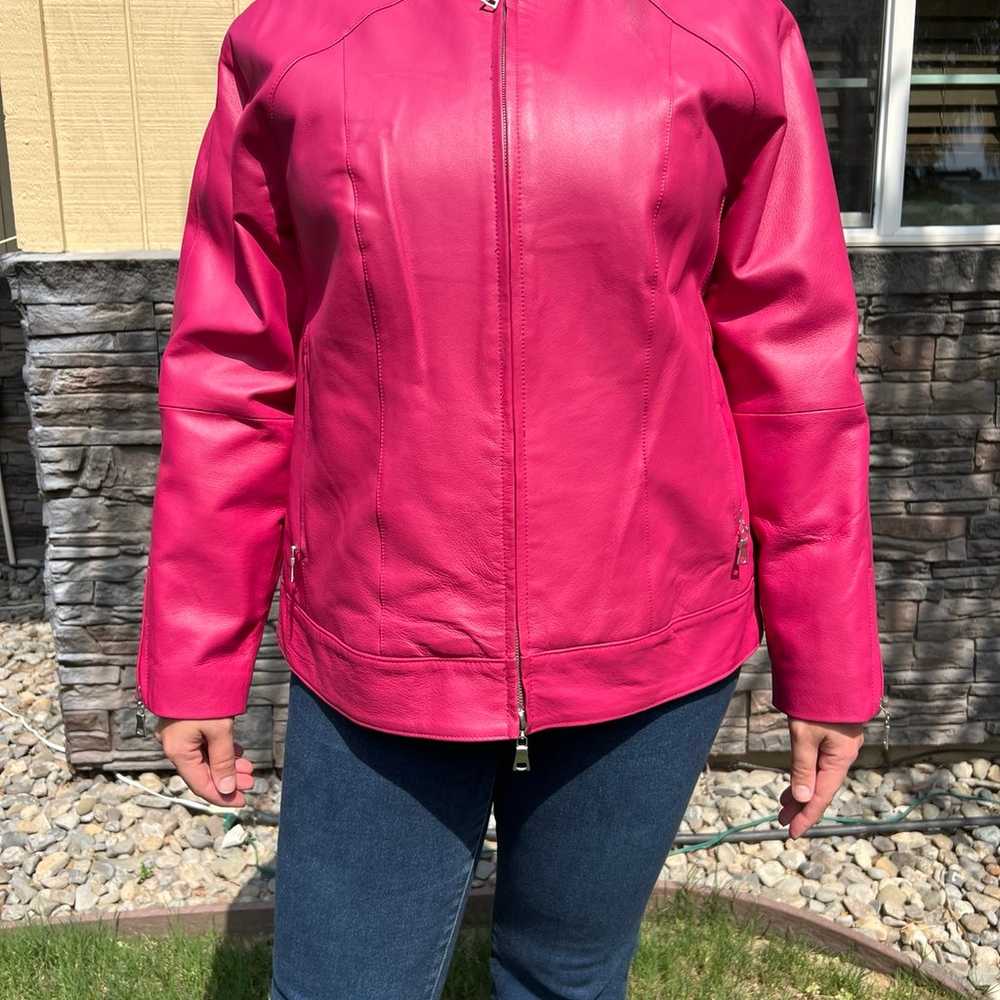 Vintage JL Studio Hot Pink Leather Jacket (Size 1… - image 5